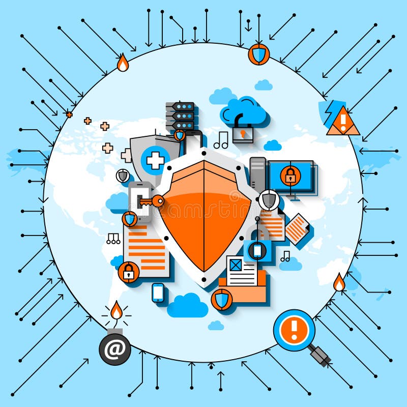 Data Security Line Concept stock illustration