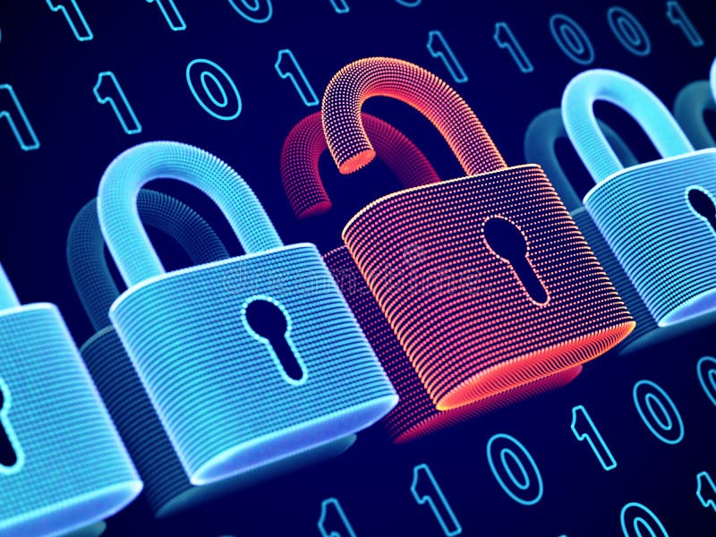 Data security and privacy concept. Visualization of personal or business information safety. stock illustration