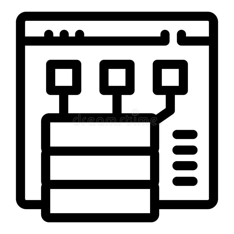 Data server connecting to website interface with content management system vector illustration