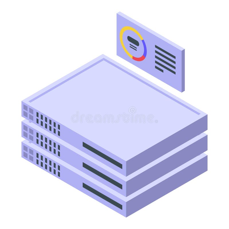 Data server icon isometric vector. Rack center vector illustration