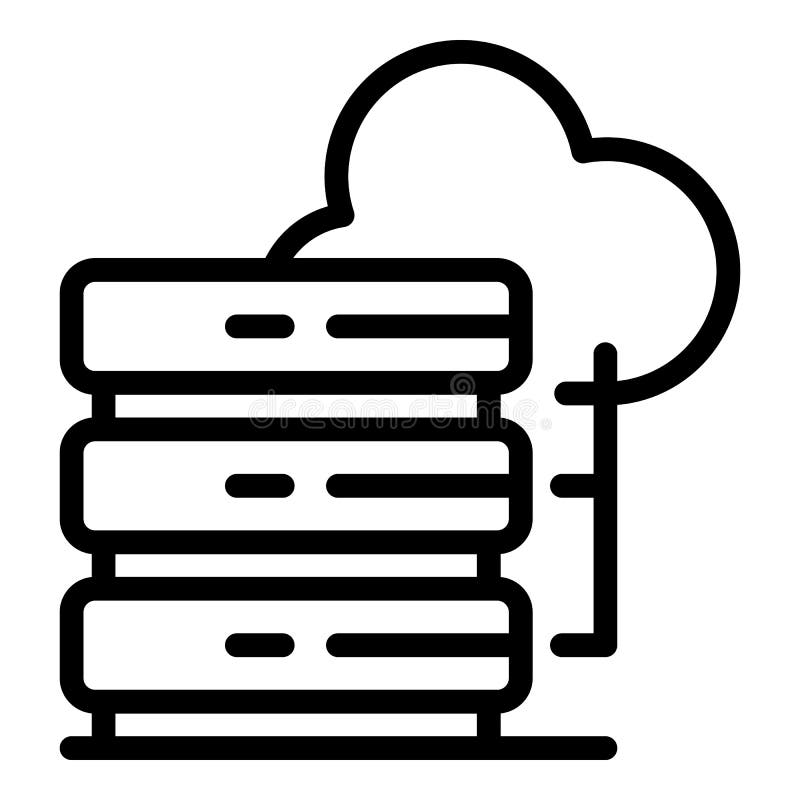 Data server icon, outline style vector illustration