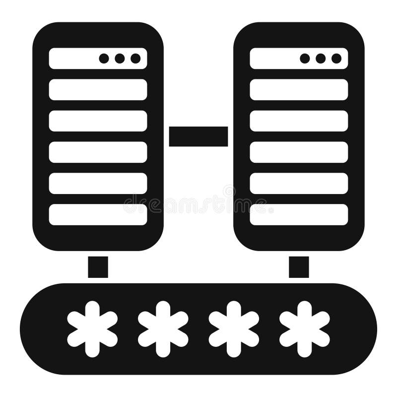 Data server password protection icon representing secure data storage and network security royalty free illustration