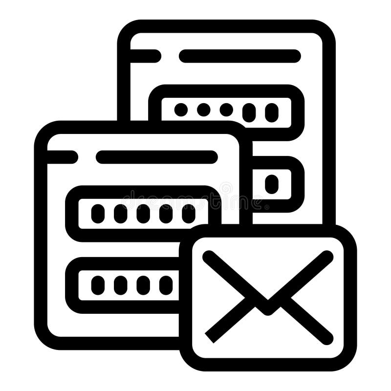 Data server sending email with secure password protection stock illustration