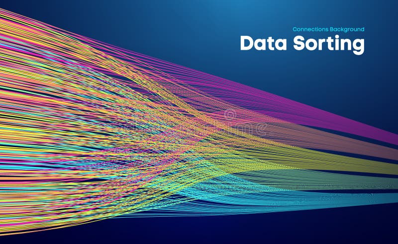Date pentru sortarea liniilor colorate. ilustrare tehnologie flux de date royalty free illustration