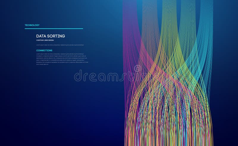 Date pentru sortarea liniilor colorate. ilustrare tehnologie flux de date vector illustration