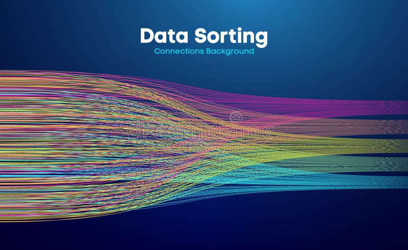 Date pentru sortarea liniilor colorate. ilustrare tehnologie flux de date stock illustration