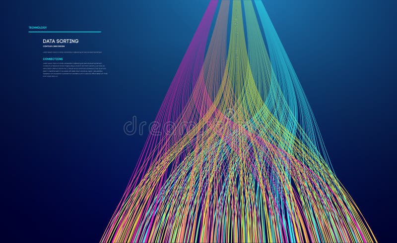 Date pentru sortarea liniilor colorate. ilustrare tehnologie flux de date vector illustration