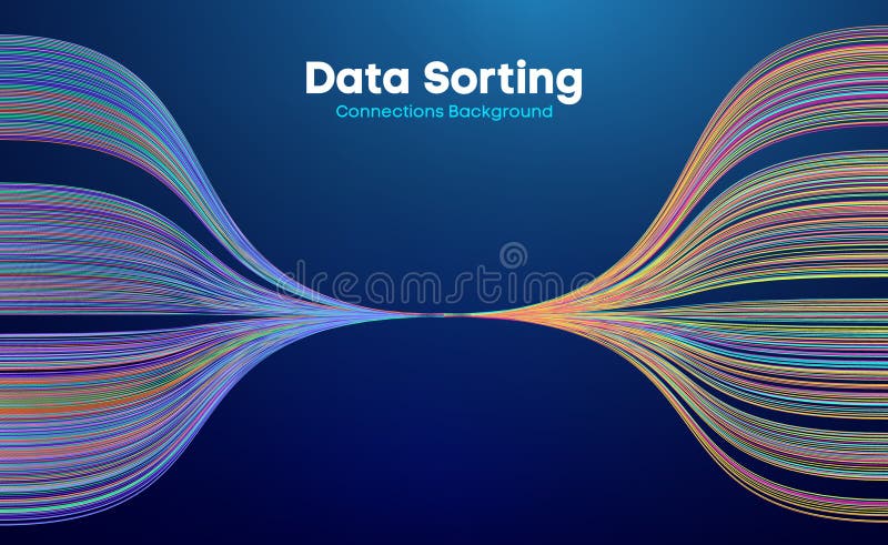 Date pentru sortarea liniilor colorate. ilustrare tehnologie flux de date
