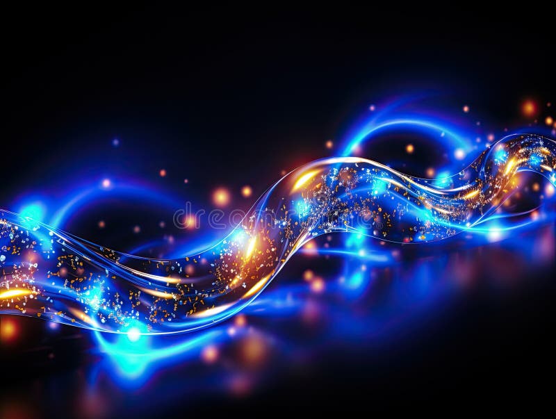 Data space. A series of virtual waves. Composition of horizontal sine waves and light particles for data transmission projects vector illustration