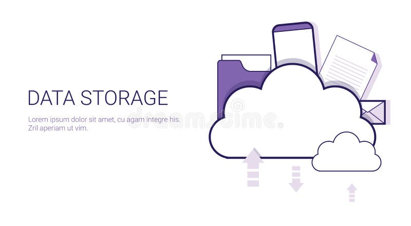 Data Storage Cloud Computing Business Concept Template Web Banner With Copy Space royalty free illustration