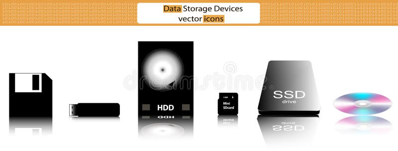 Data storage devices vector illustration