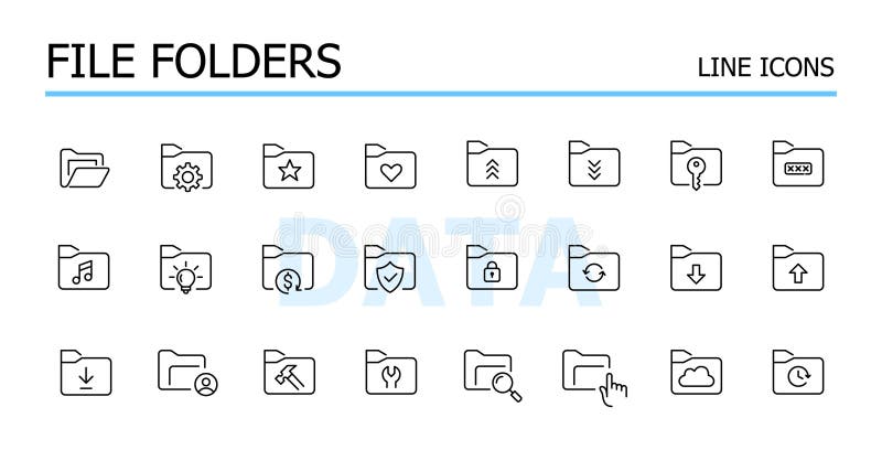 Data storage, file folders. Secure documents and backup. Vector icon vector illustration