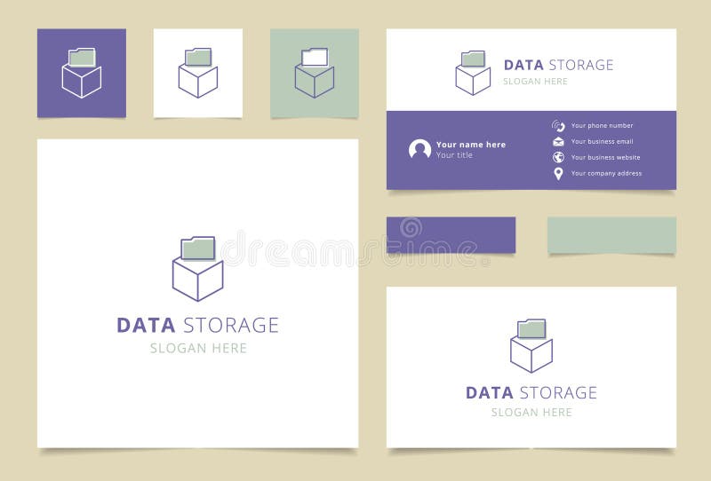 Data storage logo design with editable slogan. Branding book and business card template. stock illustration