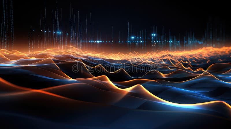Data tech circuit waves illustration nology digital, cpu network, board computer data tech circuit waves AI generated