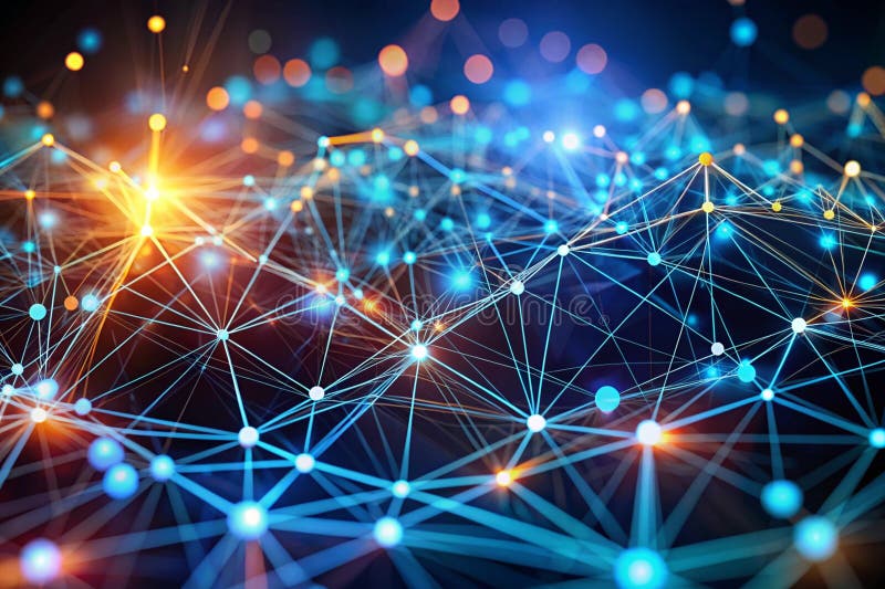 Data technology background. Abstract background. Connecting dots and lines on dark background royalty free illustration