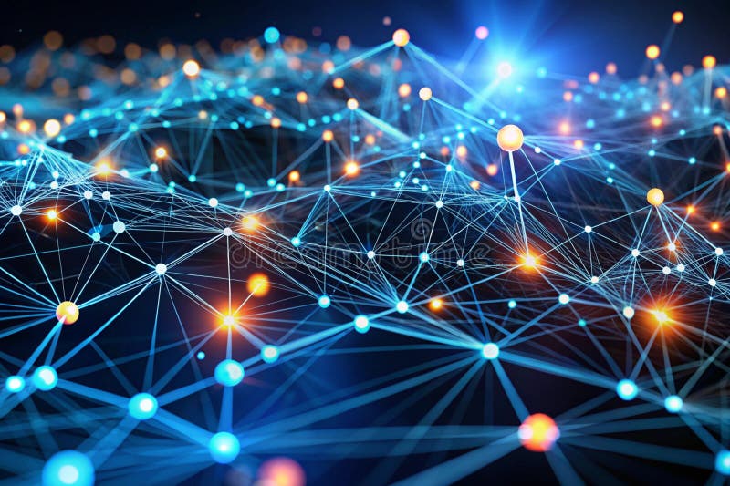 Data technology background. Abstract background. Connecting dots and lines on dark background. stock illustration
