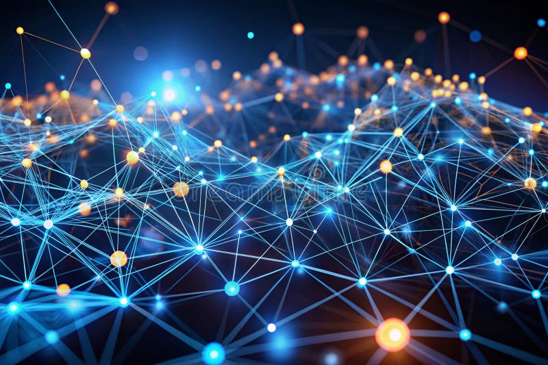 Data technology background. Abstract background. Connecting dots and lines on dark background. stock illustration