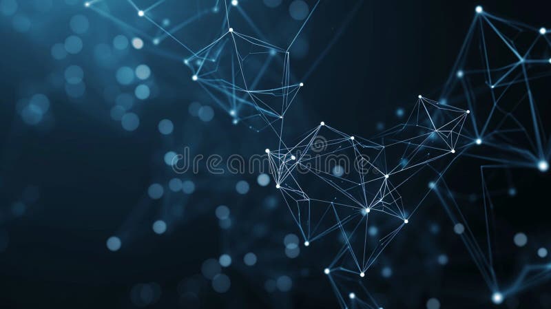 Data technology background. Abstract background. Connecting dots and lines on dark. Generative Ai stock illustration
