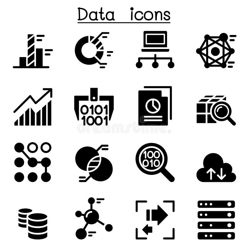 Data technology icons set royalty free illustration