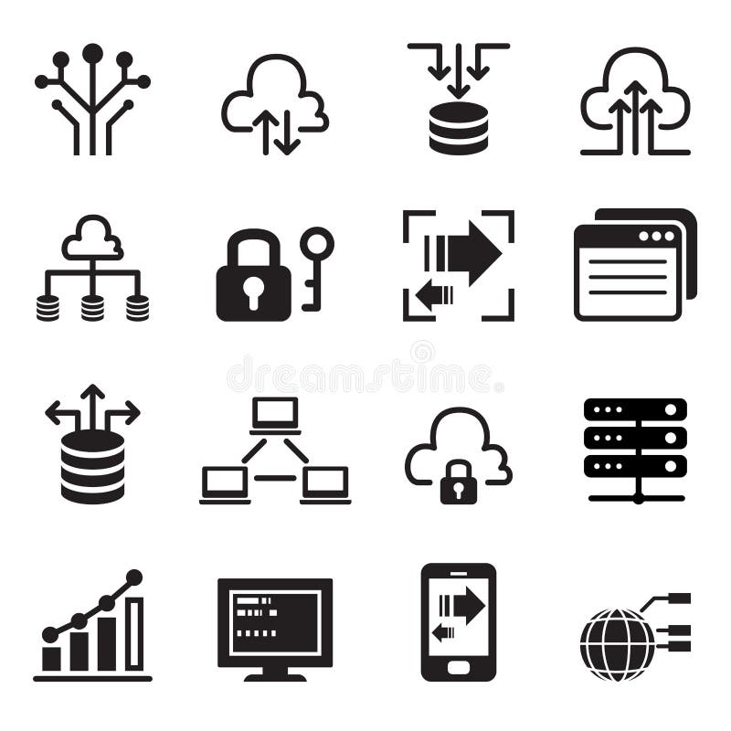 Data Technology icons set royalty free illustration