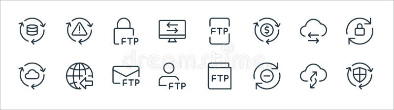 Data transfer line icons. linear set. quality vector line set such as secure, remove, user, synchronize, data transfer, lock, file stock illustration