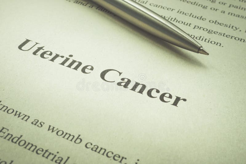 Data about Uterine Cancer Disease and Pen on it. Stock Photo Image of