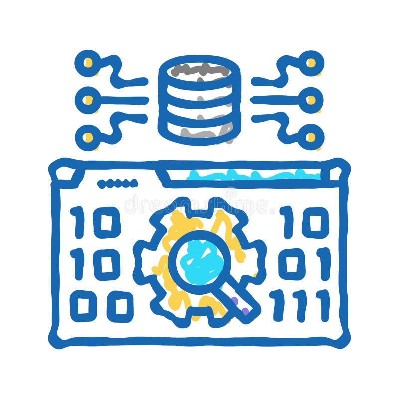 Data validation database icon doodle illustration stock illustration