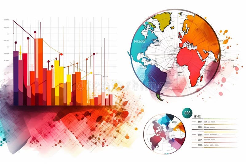 Data visualization charts diagrams, vibrantly illustration with white background royalty free illustration