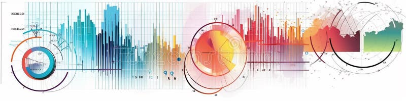 Data visualization charts diagrams, vibrantly illustration with white background vector illustration