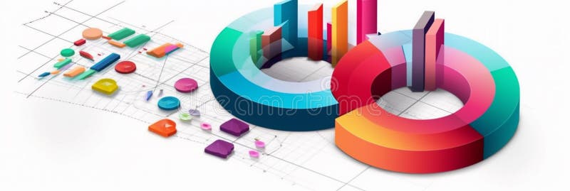 Data visualization charts diagrams, vibrantly illustration with white background vector illustration