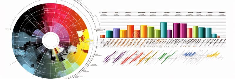 Data visualization charts diagrams, vibrantly illustration with white background vector illustration