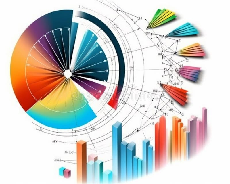 Data visualization charts diagrams, vibrantly illustration with white background royalty free illustration