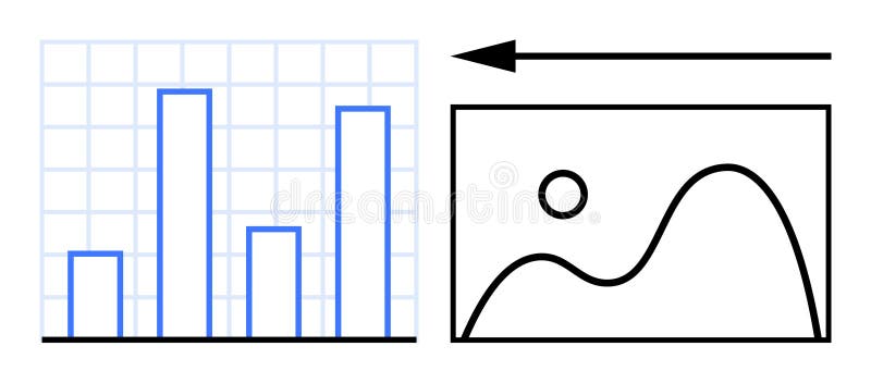 Business Data Graphs and Analytics ation with Comparisons and Visual Trends royalty free illustration