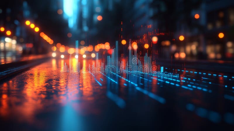 Data visualization displaying an upward trend in analytics with glowing elements royalty free stock photography