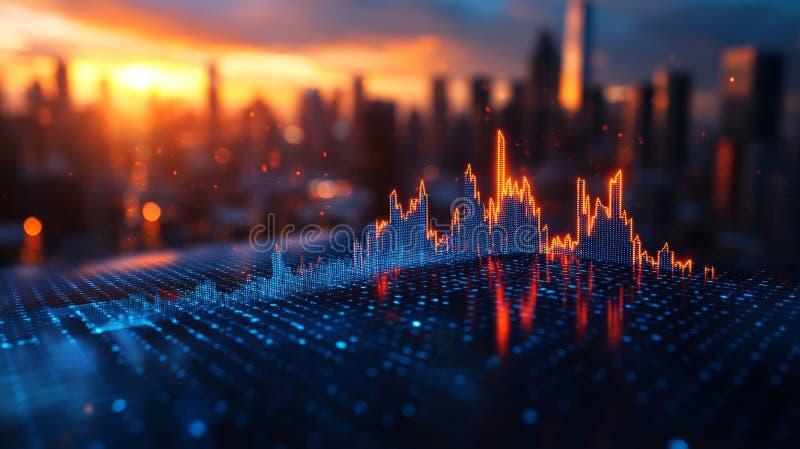 Data visualization displaying an upward trend in analytics with glowing elements royalty free stock images