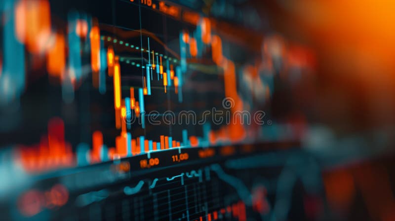 Data visualization shows currency market fluctuations and trading activity patterns stock images