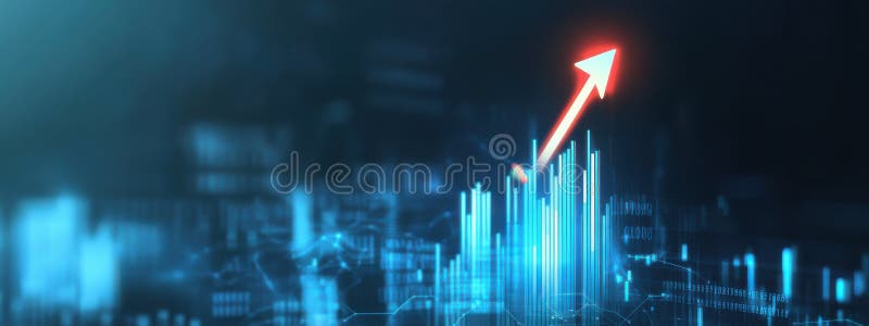 Data visualization shows upward trend in market analysis with digital elements royalty free stock photography
