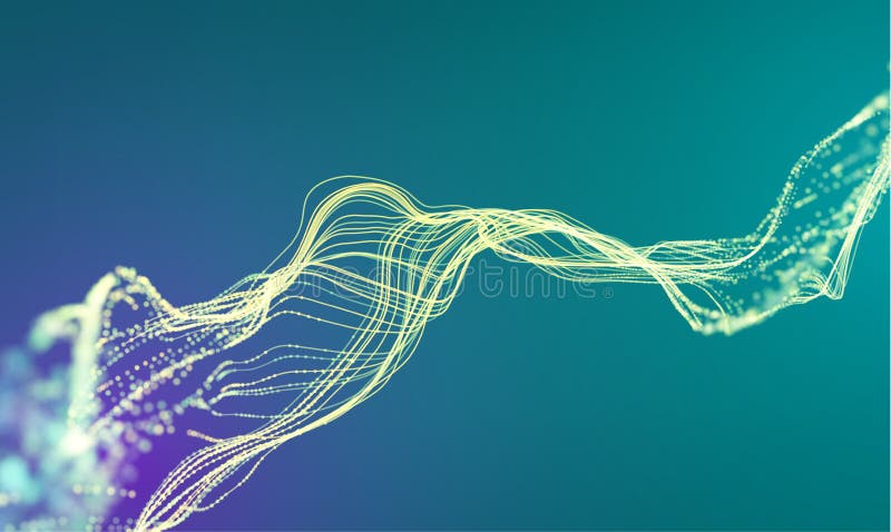 Data wave connect line bg. Data graph flow technology. Futuristic wave tech background stock illustration