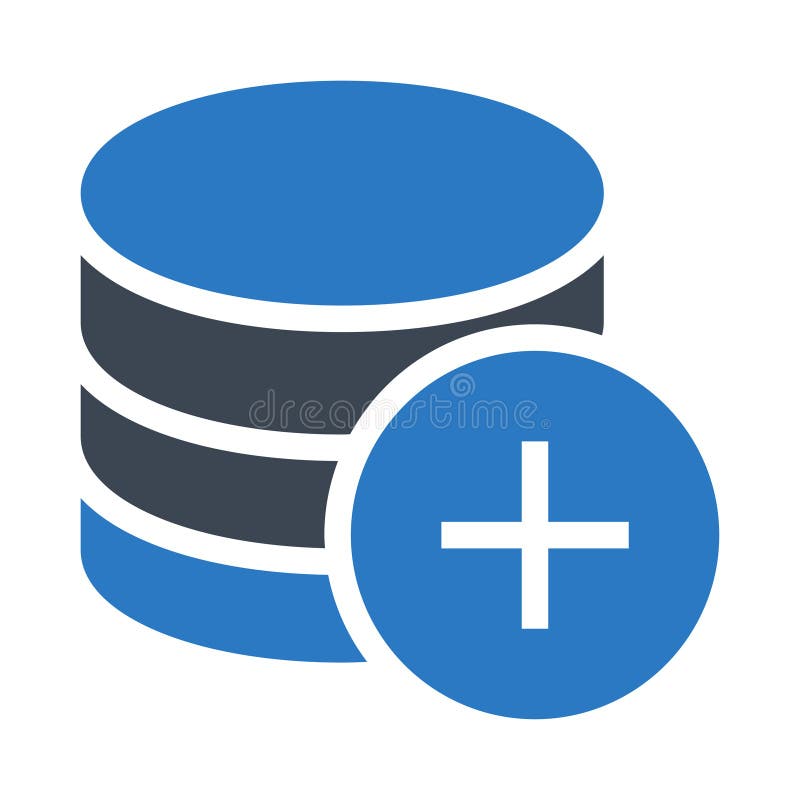 Database add glyphs double color icon stock illustration