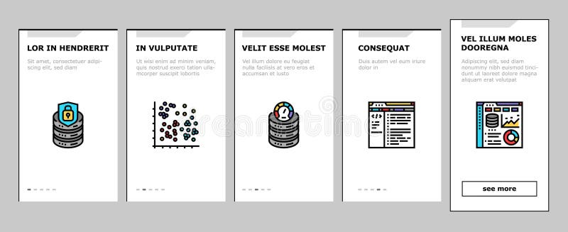 Database administrator server onboarding icons set vector vector illustration