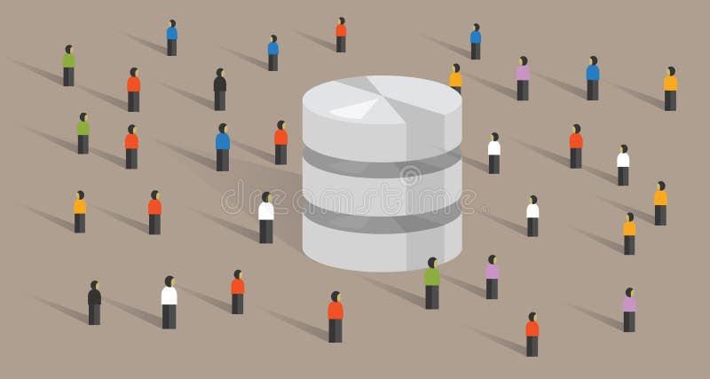 Database big data server web hosting people crowd shared together royalty free illustration