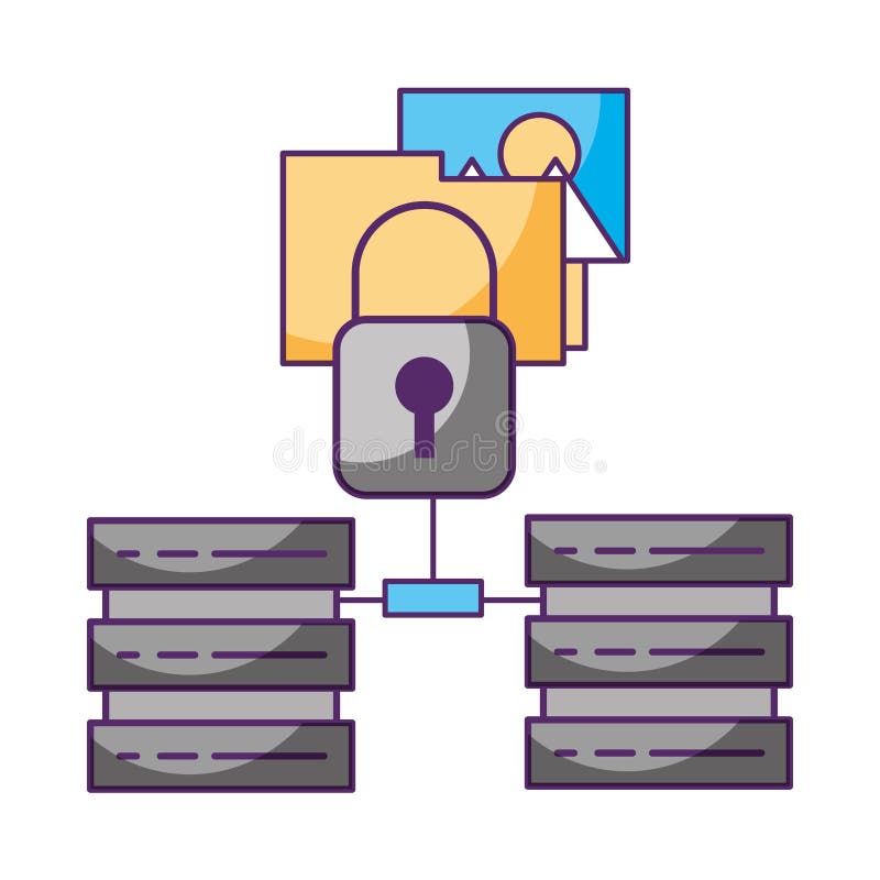 Database center security folder data storage stock illustration