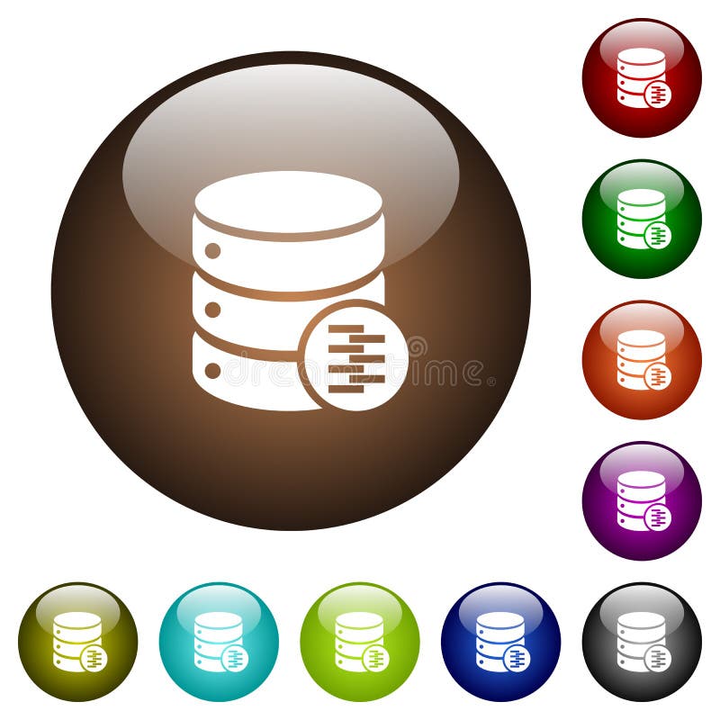 Database compress data color glass buttons vector illustration