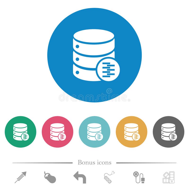 Database compress data flat round icons stock illustration