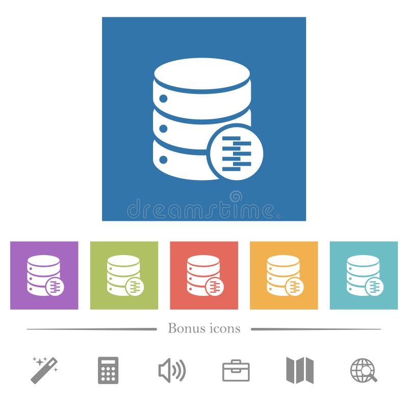 Database compress data flat white icons in square backgrounds royalty free illustration