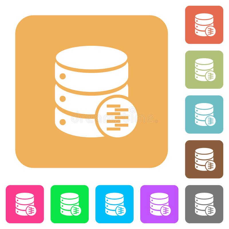 Database compress data rounded square flat icons stock illustration