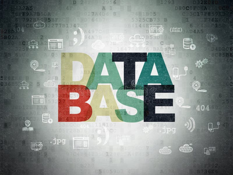 Database Concept Database on Digital Data Paper Background Stock