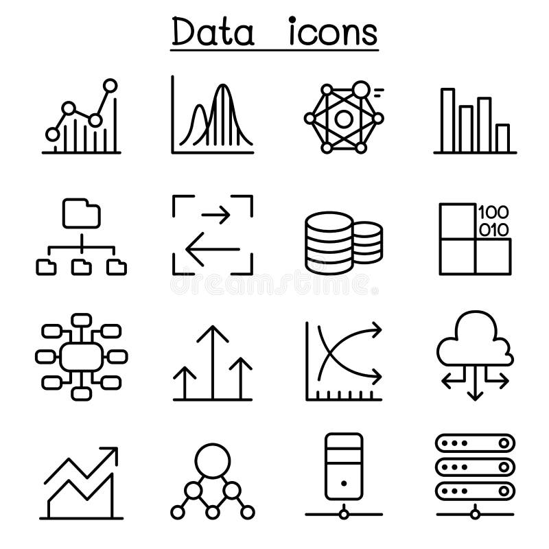 Database , Data & Graph icon set in thin line style