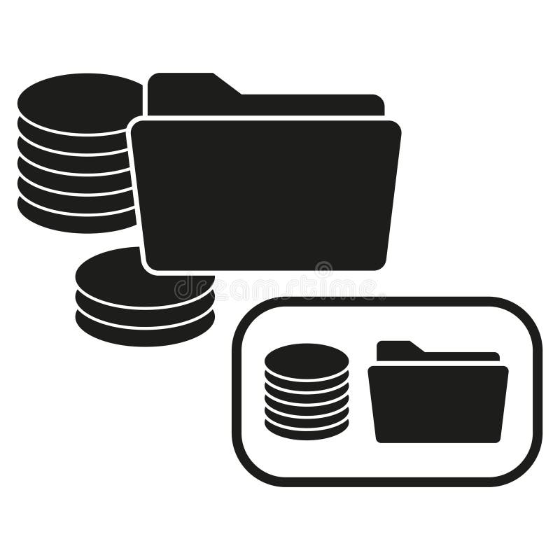 Database and folder icon. Data storage and organization symbol. Vector illustration. EPS 10. royalty free illustration