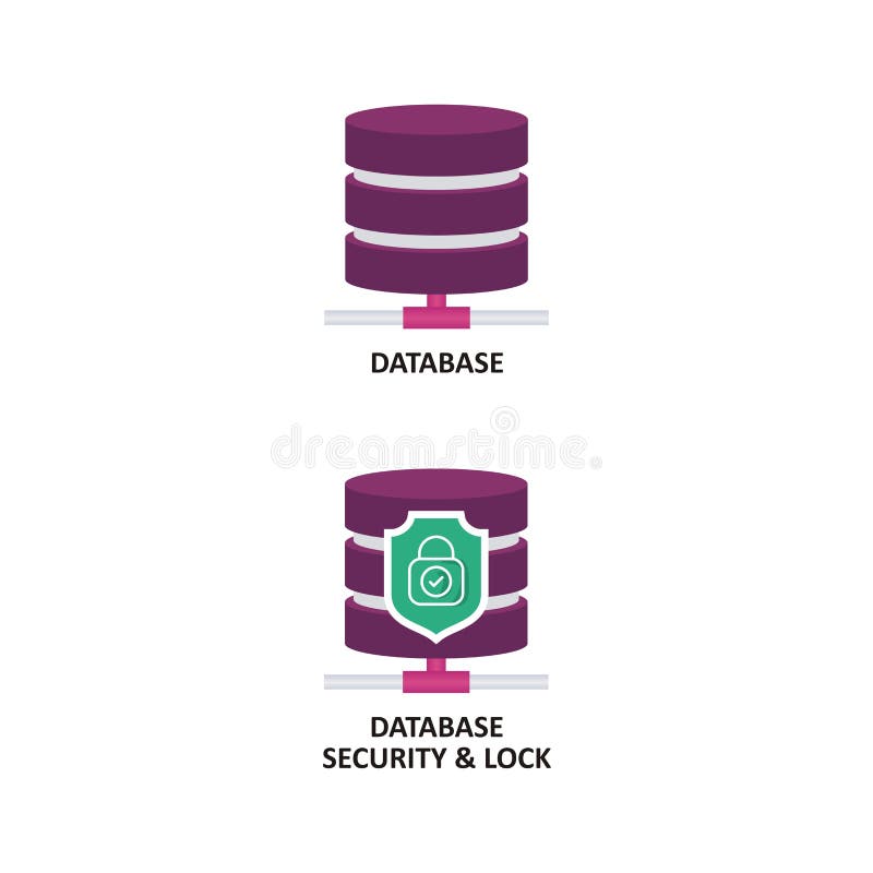 Database Icon with security and lock vector illustration